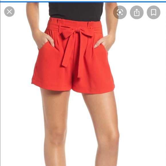 Leith Pants - Leith red tie high waist shorts